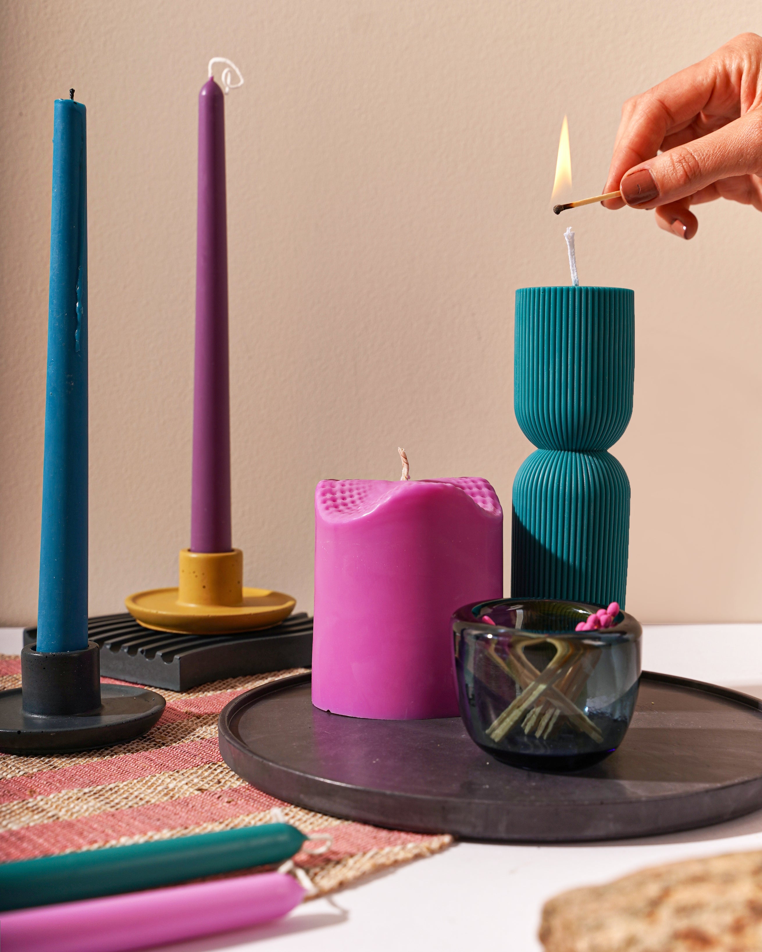 Beeswax/Soy Blend Taper Candles - Mulberry