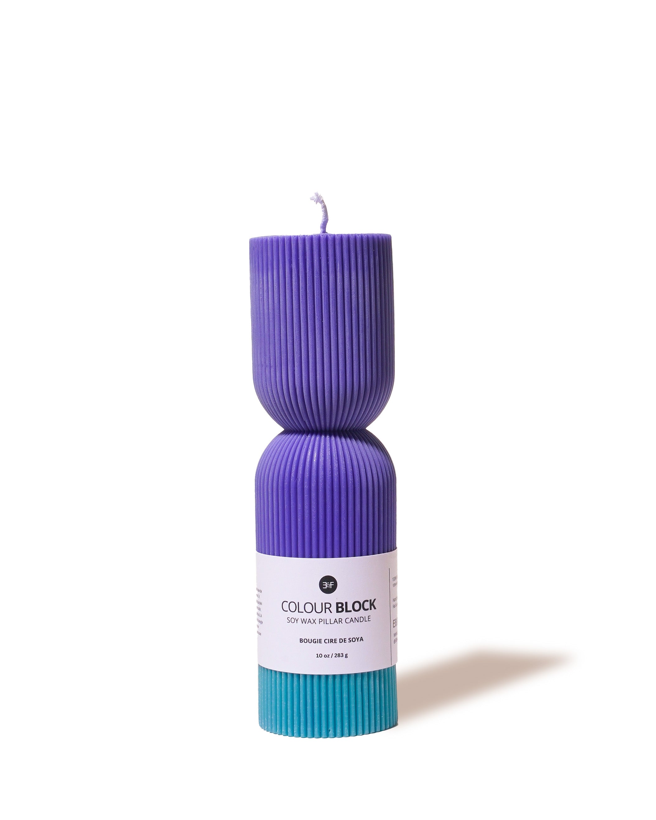 Colour Block Pillar Candle - Royal Blue/ Sky