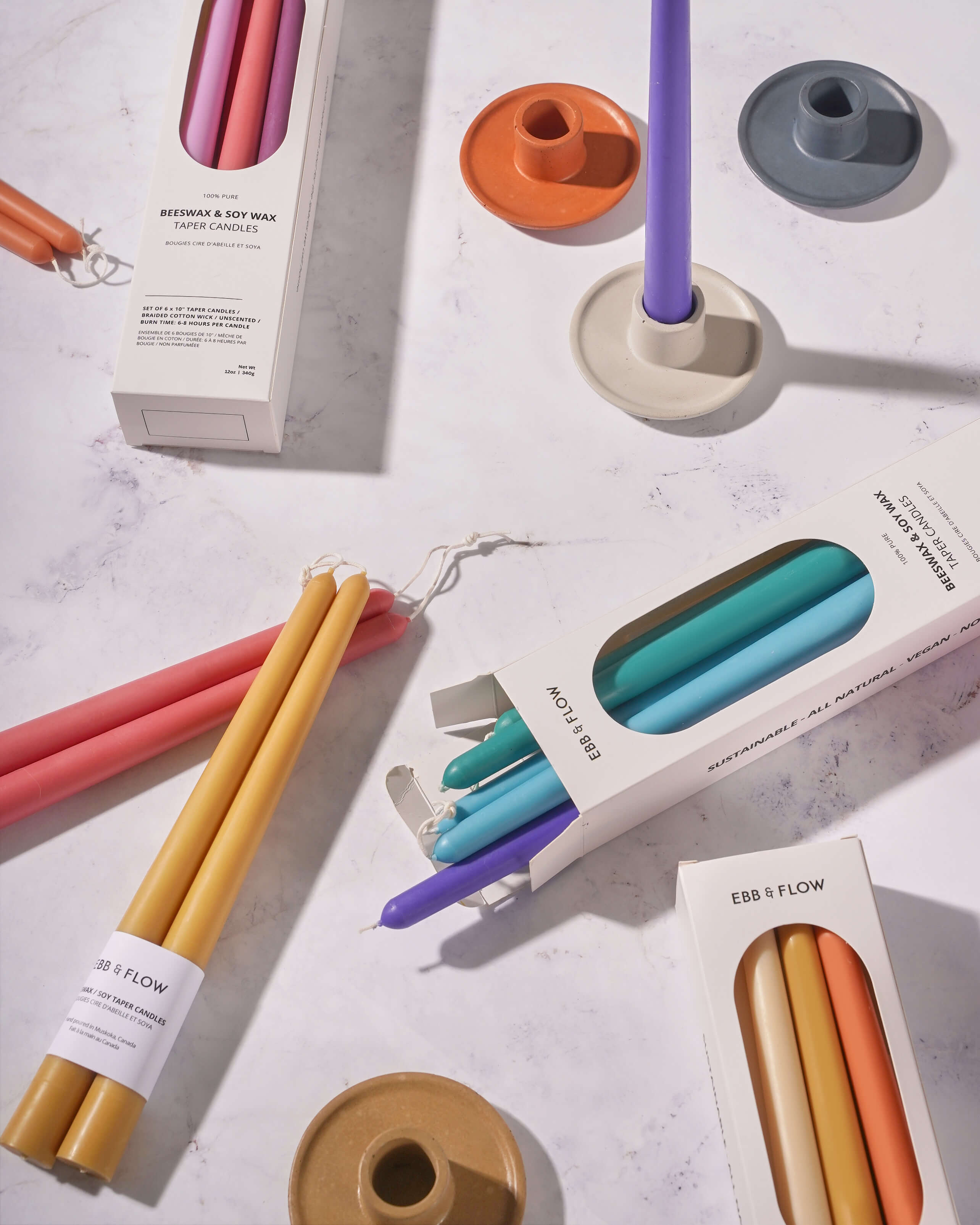 Mesa Concrete Candlestick Holder - Denim Blue