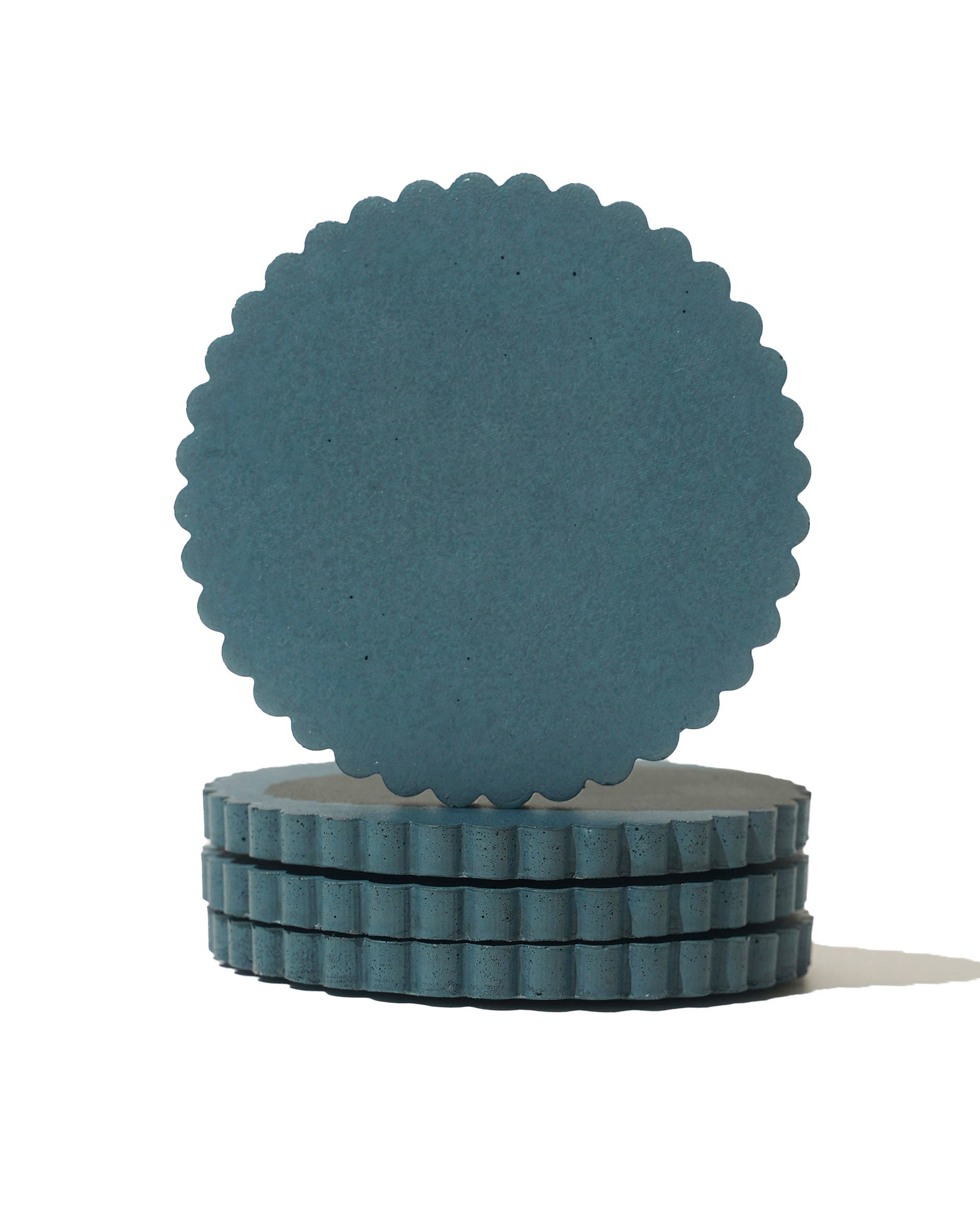 Scalloped Coaster Set - Denim Blue