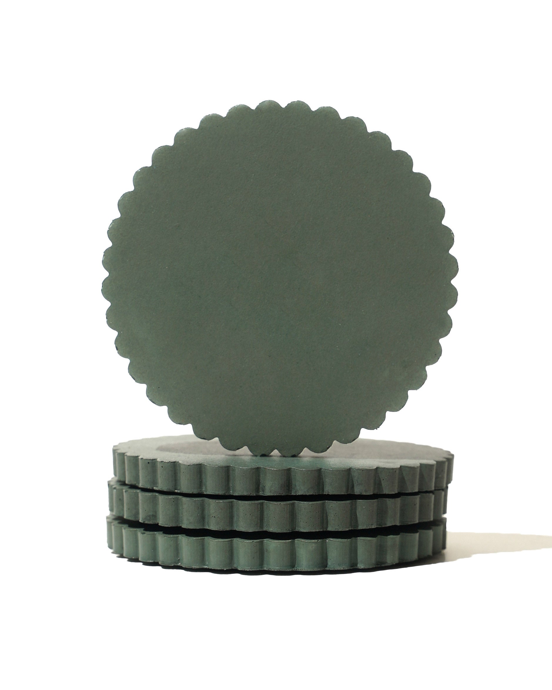 Scalloped Coaster Set - Moss Green