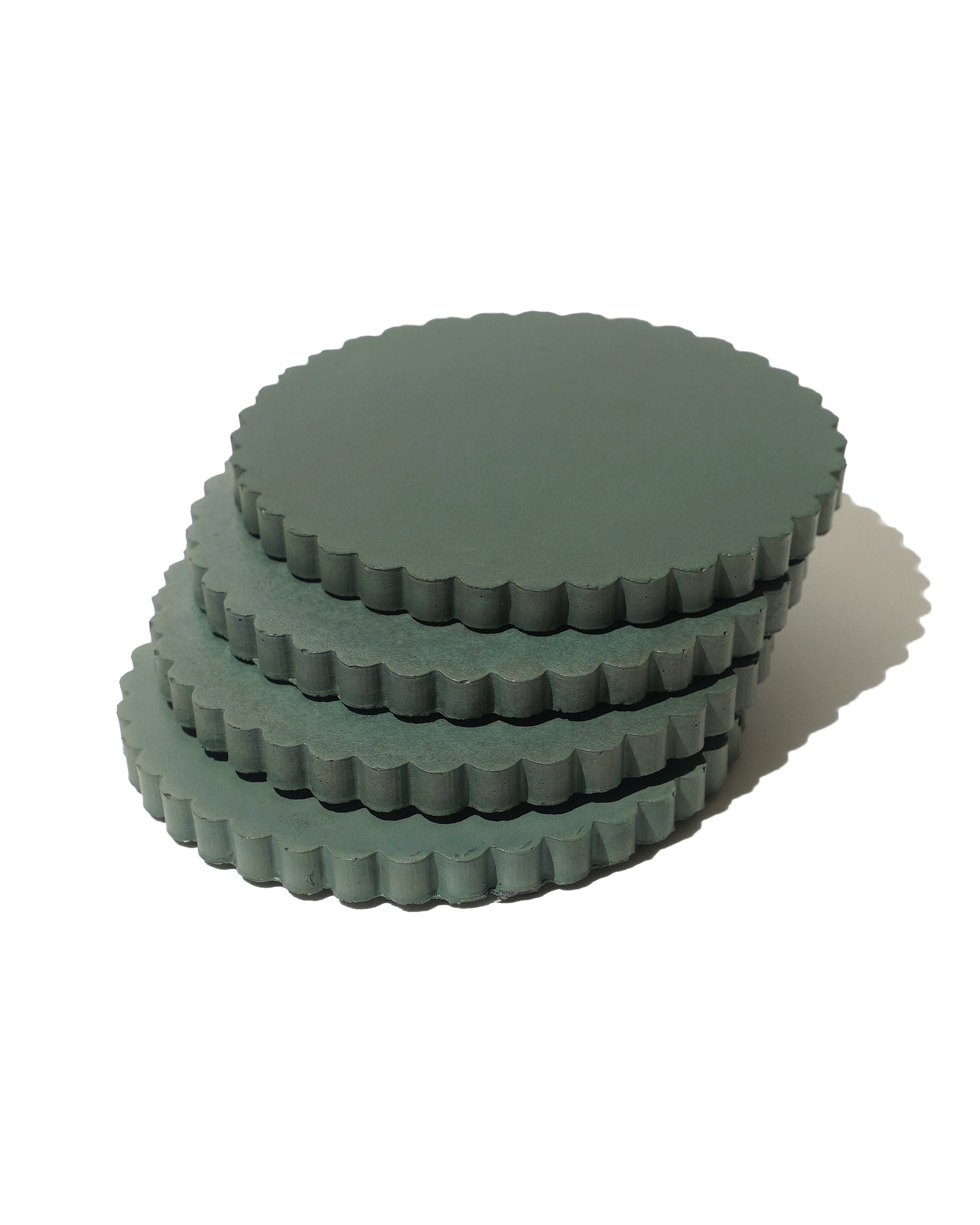Scalloped Coaster Set - Moss Green