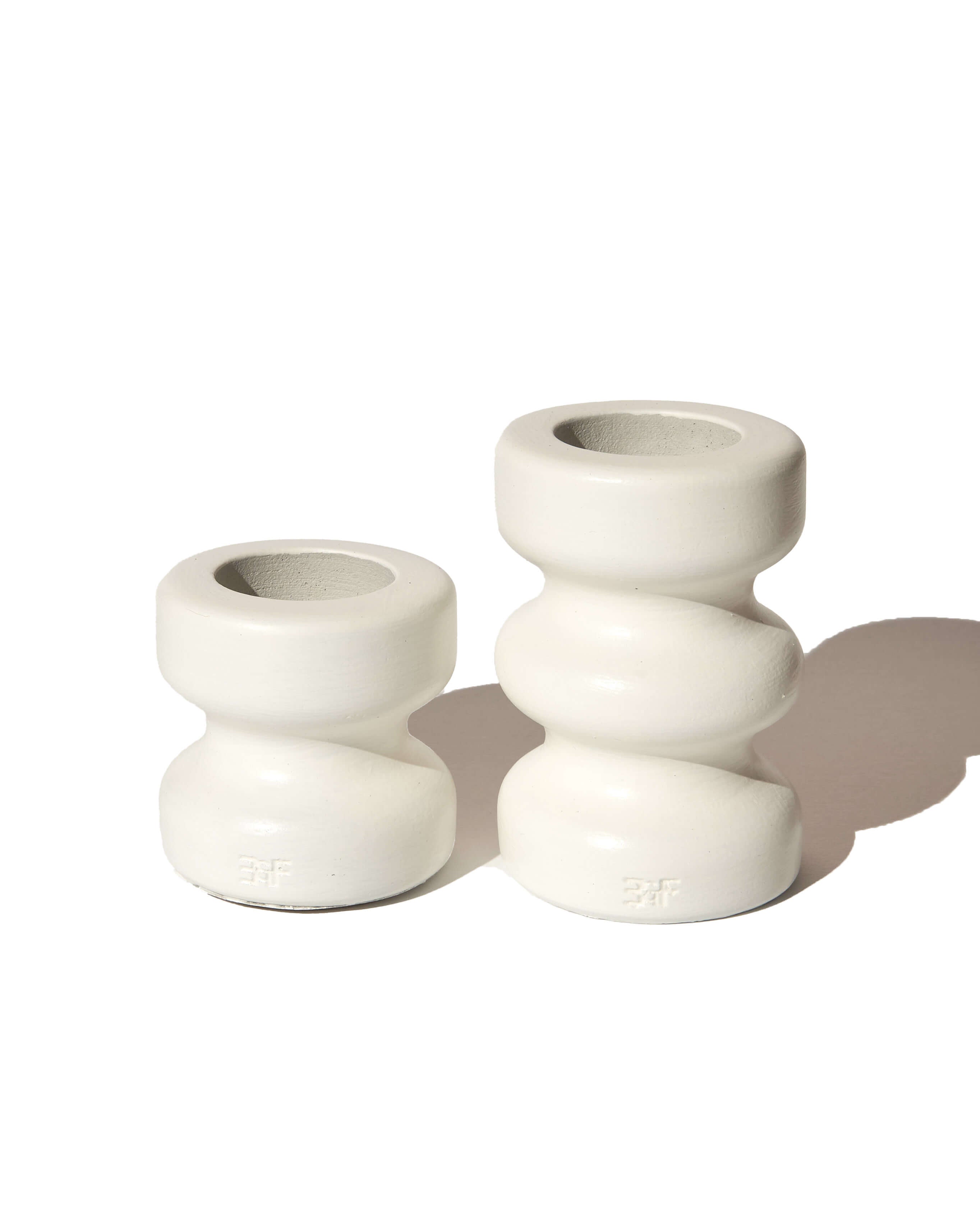Aurora Duel Candle Holder, Small - Cream