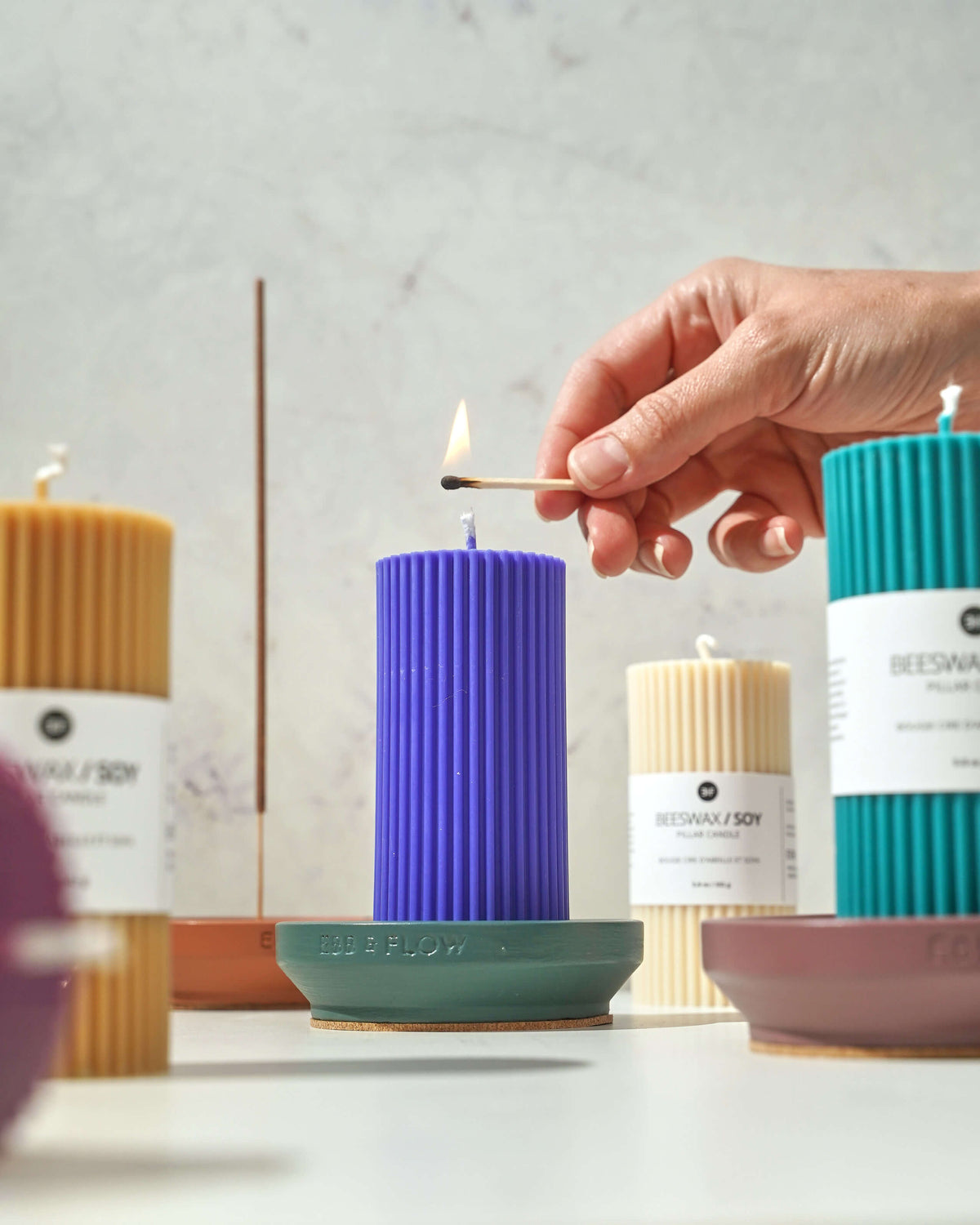 Beeswax / Soy Pillar Candle - Jade