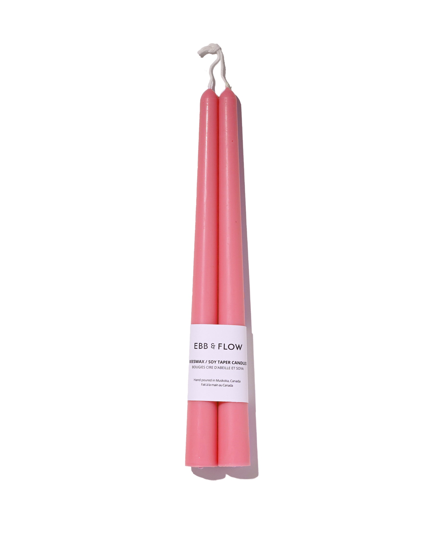Beeswax/Soy Blend Taper Candles - Flamingo