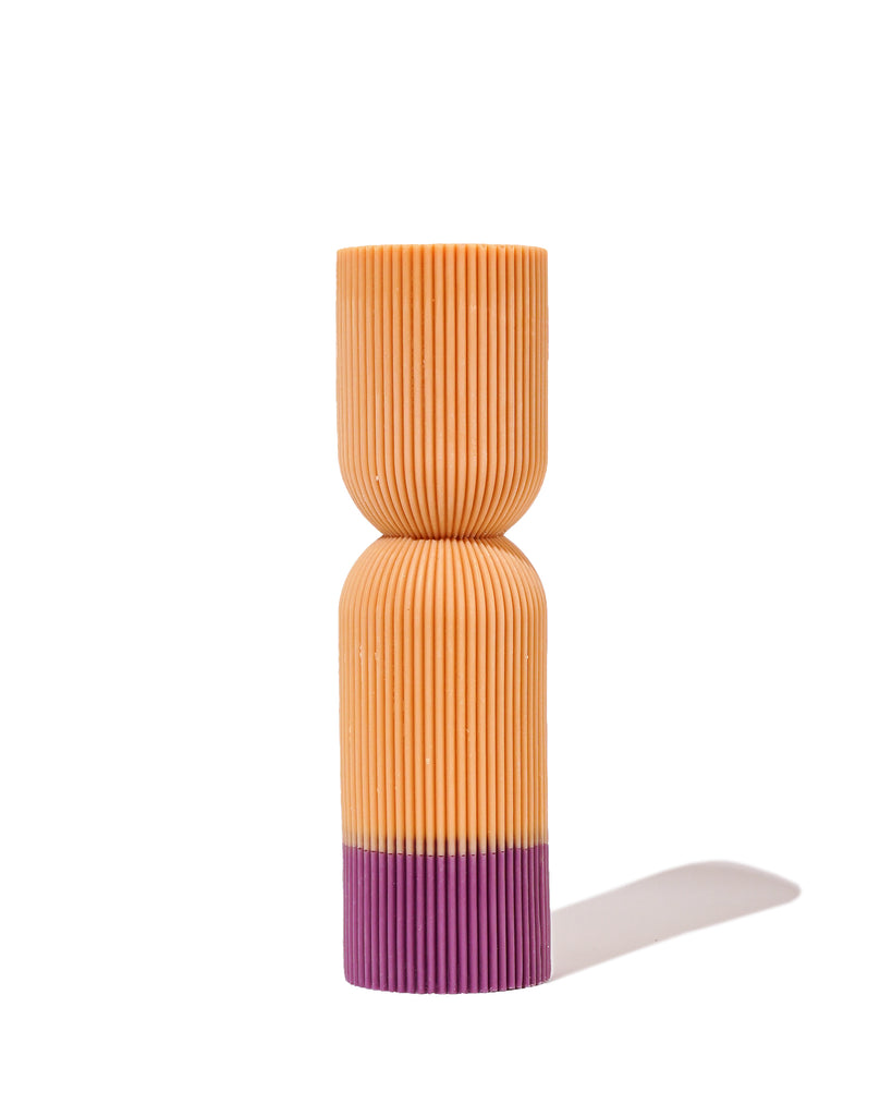 Colour Block Pillar Candle - Yellow/Plum