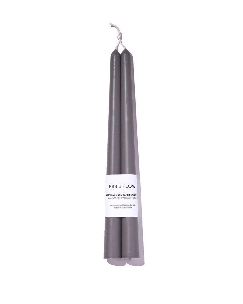 Beeswax/Soy Blend Taper Candles - Charcoal