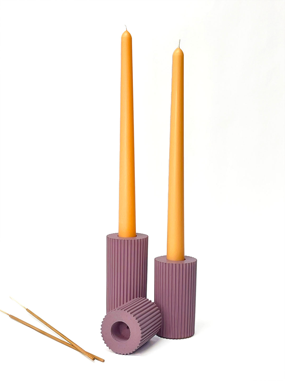 Athena Taper Candle Holder - Denim blue